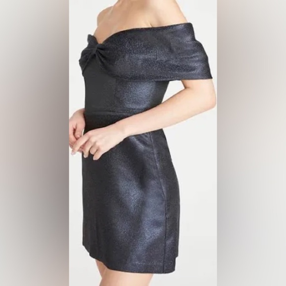 Monique Lhuillier Blue Satin and Lurex Gown Size 6